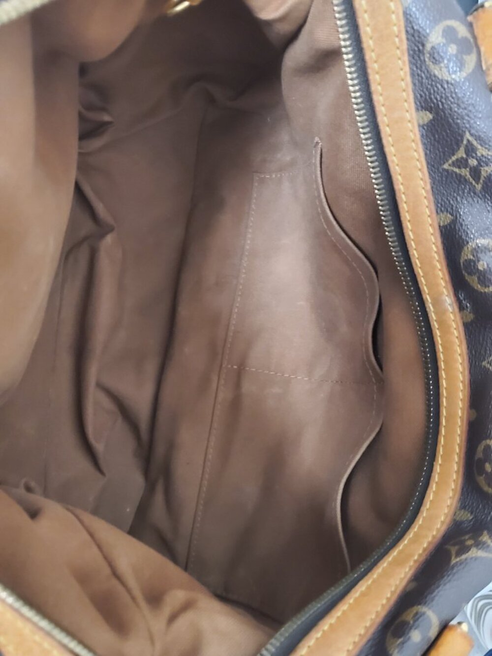12. Louis Vuitton Monogram Shoulder Bag with Tan Shoulder Strap - Picture 14 of 16